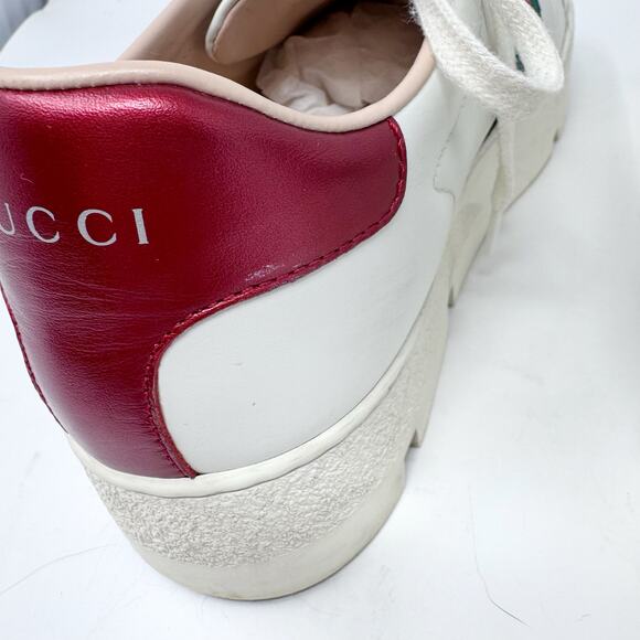 GUCCI Calfskin Web Bee Embroidered Womens Ace Platform Sneaker White EU 40.5 - Picture 7 of 15